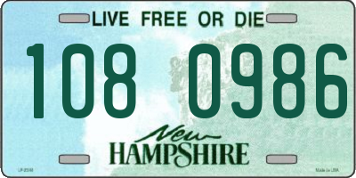 NH license plate 1080986