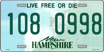 NH license plate 1080998