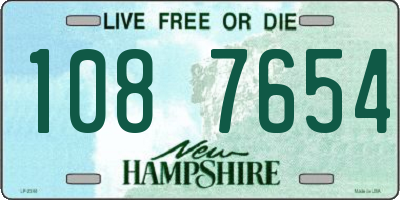 NH license plate 1087654