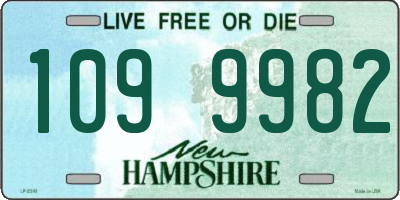 NH license plate 1099982