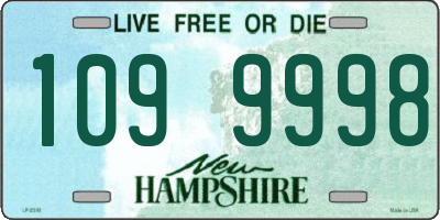 NH license plate 1099998