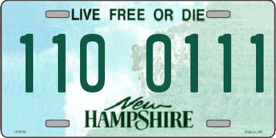 NH license plate 1100111