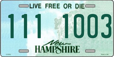 NH license plate 1111003