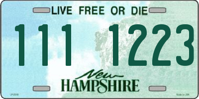 NH license plate 1111223