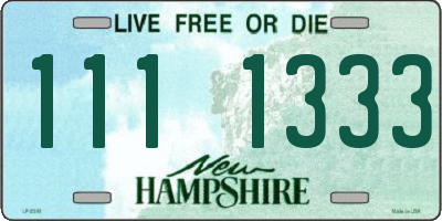 NH license plate 1111333