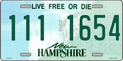 NH license plate 1111654