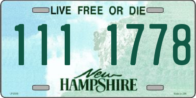 NH license plate 1111778