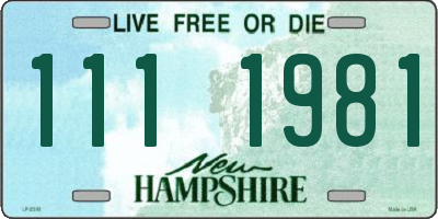 NH license plate 1111981