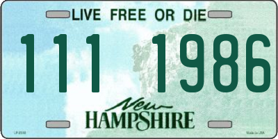 NH license plate 1111986