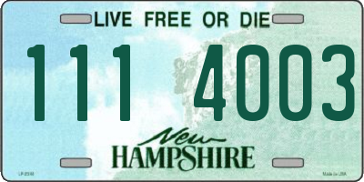 NH license plate 1114003