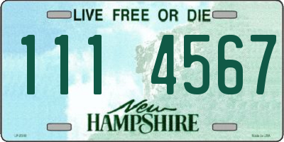 NH license plate 1114567