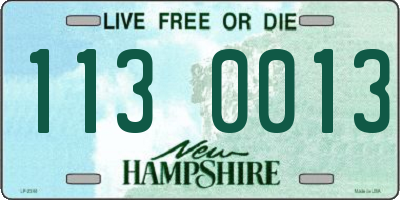 NH license plate 1130013