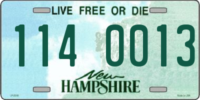 NH license plate 1140013