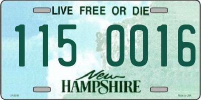 NH license plate 1150016