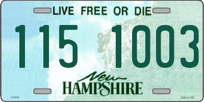 NH license plate 1151003