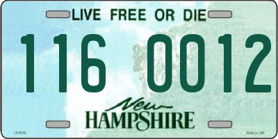 NH license plate 1160012