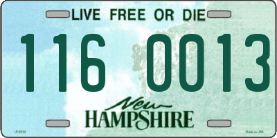 NH license plate 1160013