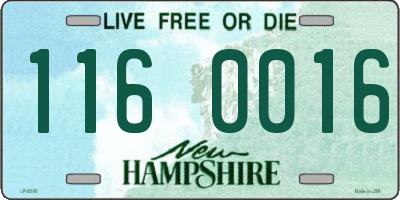 NH license plate 1160016
