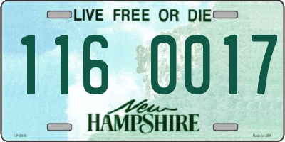 NH license plate 1160017
