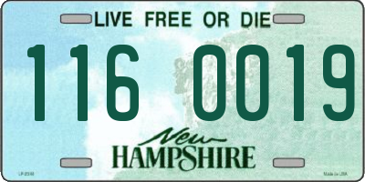 NH license plate 1160019