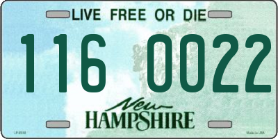 NH license plate 1160022