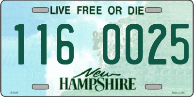 NH license plate 1160025