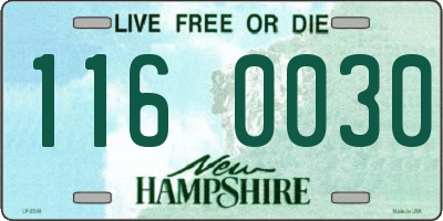 NH license plate 1160030