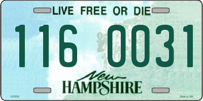 NH license plate 1160031