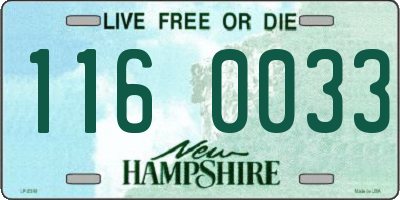 NH license plate 1160033