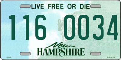 NH license plate 1160034