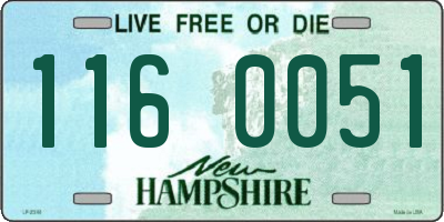 NH license plate 1160051