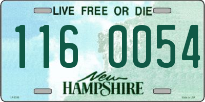 NH license plate 1160054