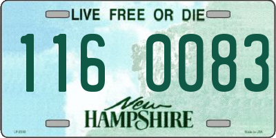 NH license plate 1160083