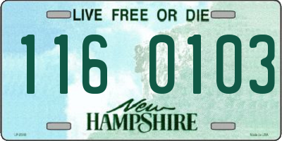 NH license plate 1160103