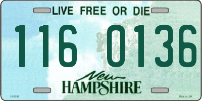 NH license plate 1160136