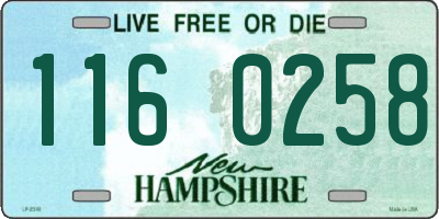 NH license plate 1160258