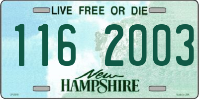 NH license plate 1162003