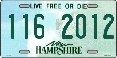 NH license plate 1162012