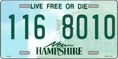 NH license plate 1168010