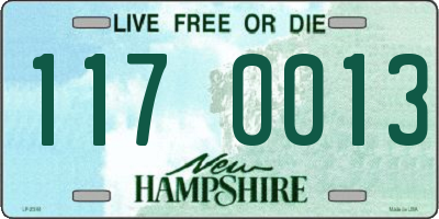NH license plate 1170013