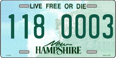 NH license plate 1180003