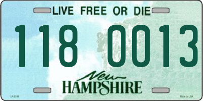 NH license plate 1180013