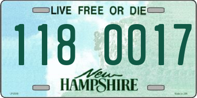 NH license plate 1180017