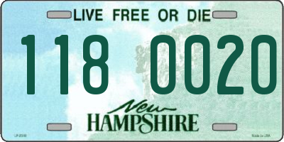 NH license plate 1180020