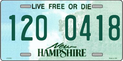 NH license plate 1200418
