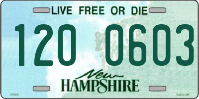 NH license plate 1200603