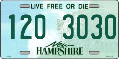 NH license plate 1203030