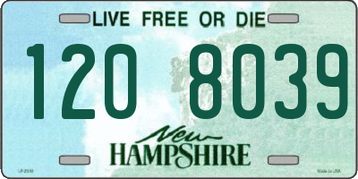 NH license plate 1208039