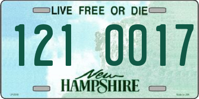 NH license plate 1210017