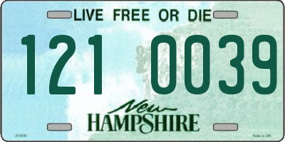 NH license plate 1210039